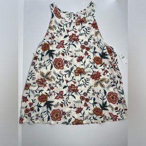 Women’s Cream/Soft White Floral Print Old Navy Sleeveless Top NWT